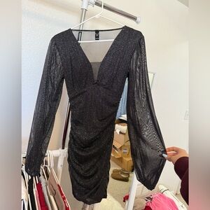 Windsor Black Shimmer Long Sleeve Dress